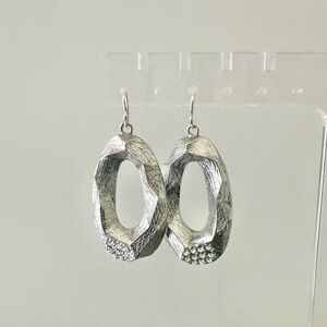 Oval Hoop Rhinestones Statement Earrings
